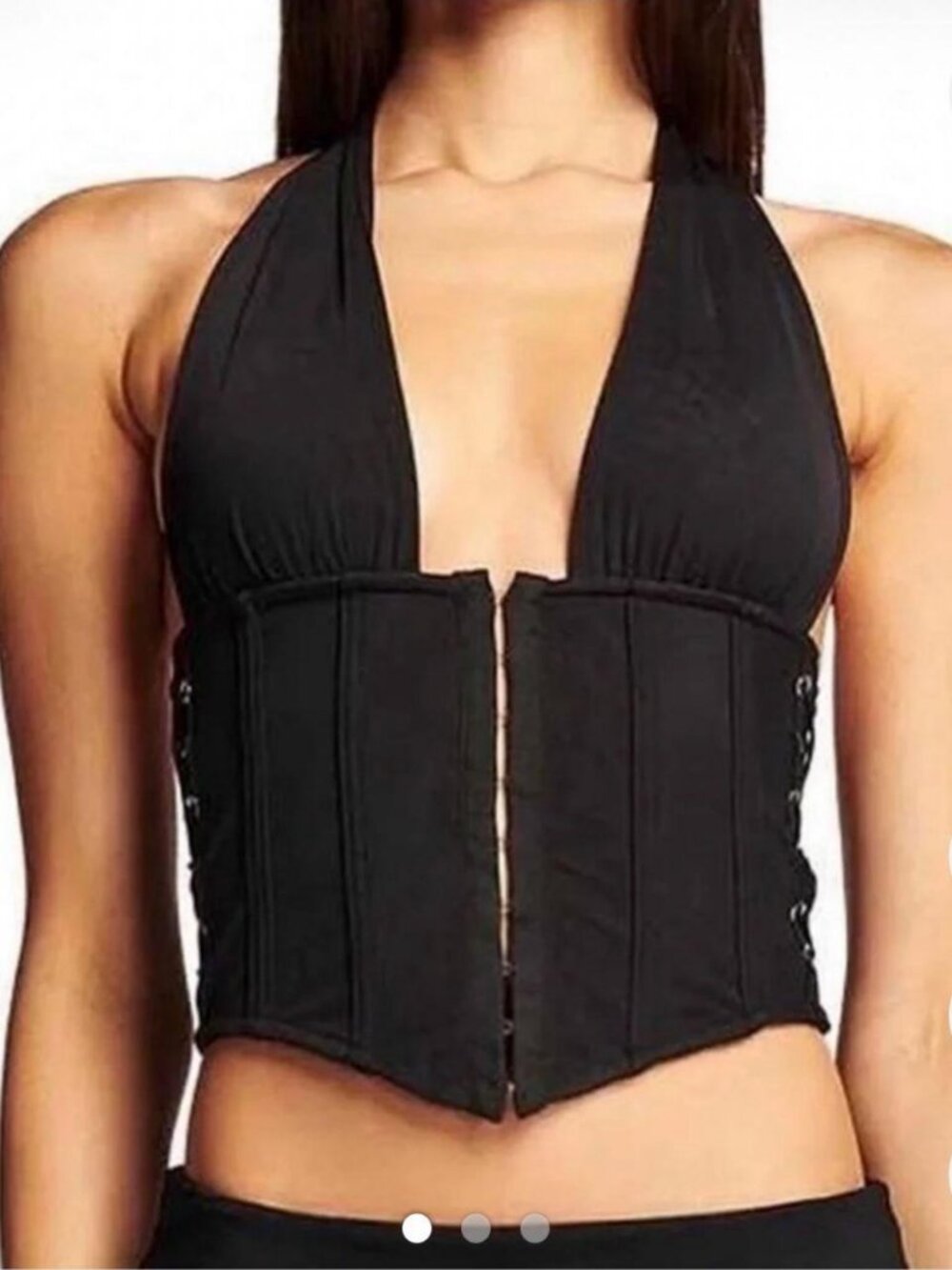 I.AM.GIA Black Corset Top Lace-Up Sides Size XS